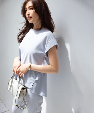 組曲 ライトアムンゼンジャージー フリルブラウス ブルーグレー系