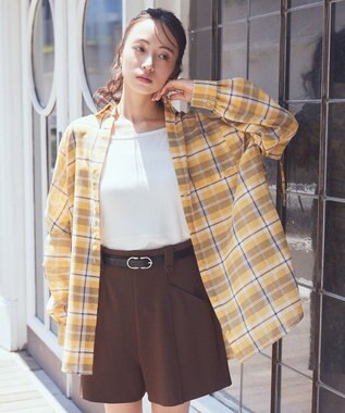 earth music&ecology 【2WAY】２ｗａｙショルダードロストリボンチェックシャツ