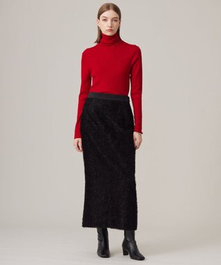 ICB L ルレックスヘアリージャカード ナロースカート ブラック系