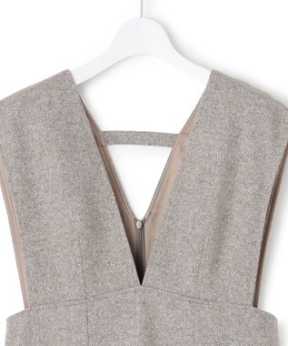 23区 S シルクネップヘリンボーン オールインワン ワンピース ブラウン系