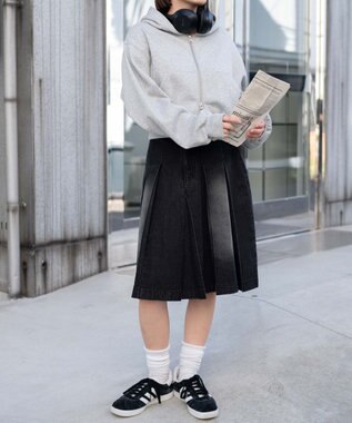 WEGO 【あったか】裏起毛Wジップショートパーカー 杢グレー