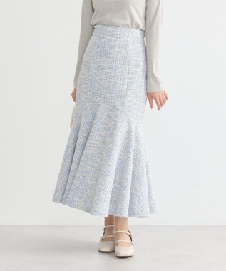 earth music&ecology カットソーツイードマーメイドスカート Blue