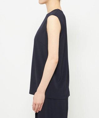 uncrave クールタッチツイル スリットブラウス ダークネイビー