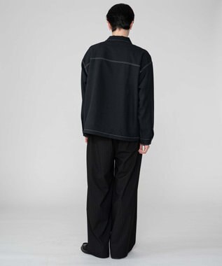 WEGO 【ユニセックス着用ITEM/MLサイズ展開】カラーステッチシャツジャケット ブラック