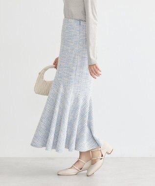 earth music&ecology カットソーツイードマーメイドスカート Blue