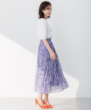組曲 【23SS】ヴィンテージフラワープリント スカート パープル系5