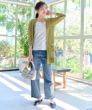 Tiaclasse 【接触冷感】着流しロングニットカーディガン グリーン