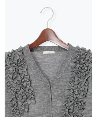 Te chichi フリルVネックカーディガン グレー
