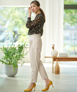 組曲 ライトダブルクロス テーパードパンツ サンドグレージュ系