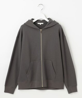 自由区 L クリアループバックジップ パーカー スレート