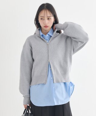 earth music&ecology ダブルジップカーディガン Gray Mixture