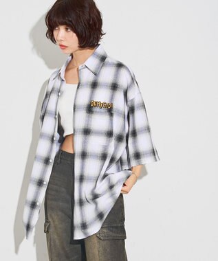 WEGO 【ユニセックス着用アイテム/綿100%/MLサイズ展開】別注NEW　JACKオンブレチェックシャツ（S） ホワイトチェック1