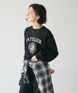 CRAFT STANDARD BOUTIQUE 配色ロゴメロープルオーバー Black