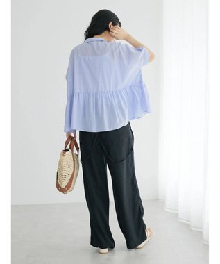 CRAFT STANDARD BOUTIQUE ペプラムブラウス Stripe Blue