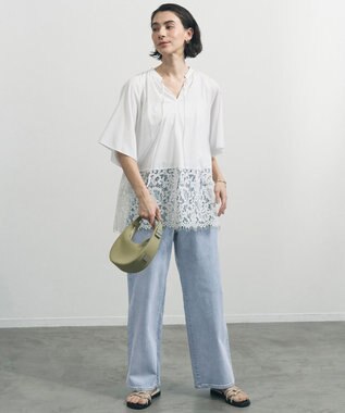 UNFILO L 【UNFILO DENIM/新色追加】撥水ストレッチ ルーズワイドデニム 【NEW】アイスブルー