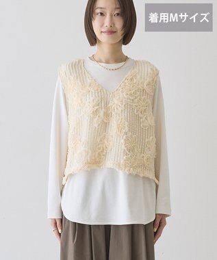 AMERICAN HOLIC 【選べる丈】Ｖネックレースベスト Ivory