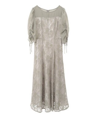 YECCA VECCA レース切替フレアドレス Khaki