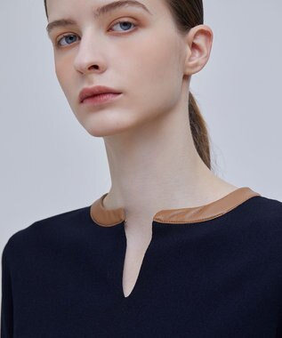 BEIGE， NADIA / ブラウスニットトップス Navy x Camel