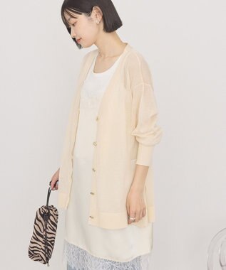 AMERICAN HOLIC メタルボタンシアーVネックカーディガン Ivory