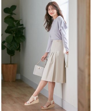 ANY SIS L 【洗える】サイドタック スカート アイボリーベージュ