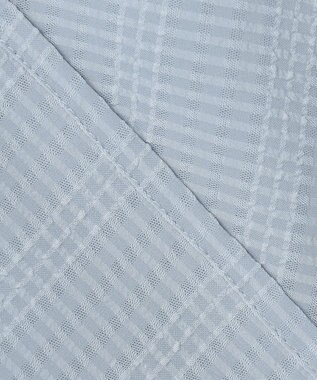 Feroux 【洗える】シャドーチェック ブラウス スカイブルー系2