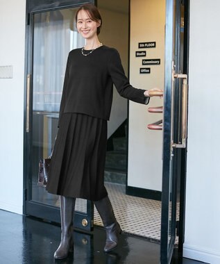 自由区 L 【ご好評につきWEBのみ新色追加/洗える/マルチウェイ】リバーシブルニット セットアップ ブラック系2