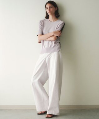 BEIGE， JULIE / コットンシルク 2WAY半袖ニット Lilac