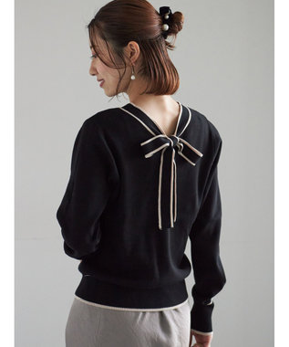 Te chichi 前後2WAYボウタイニットプルオーバー ブラック