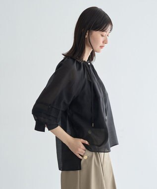 YECCA VECCA タックスリーブシアーシャツ Black