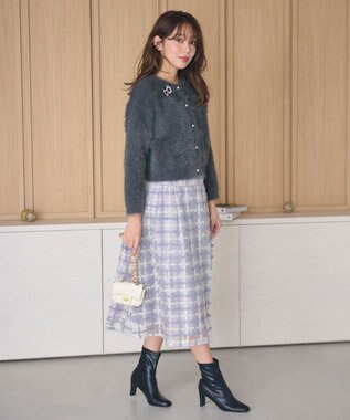 Feroux 【尾﨑真衣さんコラボ商品】フェザータッチニット カーディガン グレー系