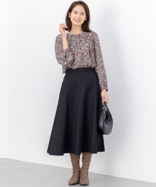 組曲 ツイル起毛フレア スカート ブラック系