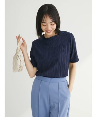 Green Parks プリーツ５分袖プルオーバー Dark Navy