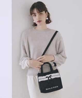 Maison de FLEUR コットンフリル2Wayトートバッグ Black