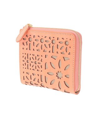 genten マルチカットワークミニ ミニ財布 コーラルピンク
