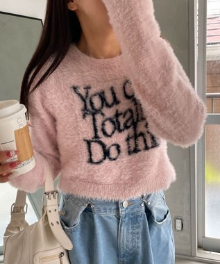 WEGO シャギーロゴコンパクトニット ピンク