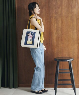 TOPKAPI 【Breath TOPKAPI】サヴィニャック × Breath TOPKAPI アート プリント オーガニックキャンバス トート バッグ ネイビー