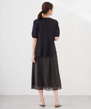 J.PRESS LADIES 【WEB限定カラーあり・抗菌消臭・吸水速乾】サッカージャージー 5分袖 ペプラム カットソー ネイビー系