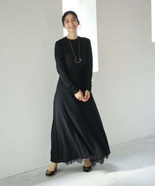 #Newans オーガンジーオリガミヘムスカート ブラック