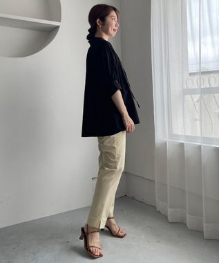 UNFILO L 2WAYギャザーブラウス ブラック