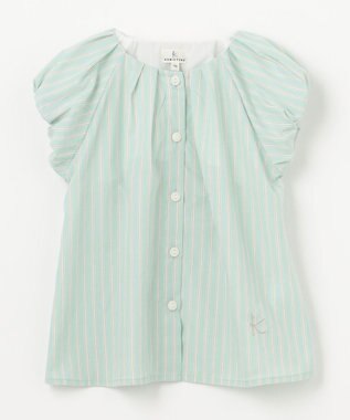 組曲 KIDS 【110-140㎝】サマーストライプ ブラウス セージ系1