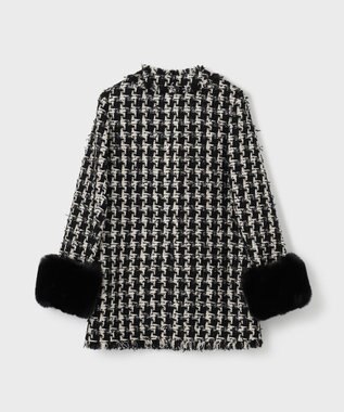 GRACE CONTINENTAL ツイードファーコート ブラック