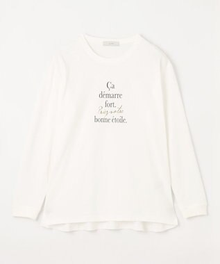 ANY L ロゴロングTシャツ オフ×ブラックロゴ