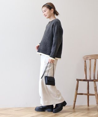 AMERICAN HOLIC バイカラーニットプルオーバー Charcoal Gray