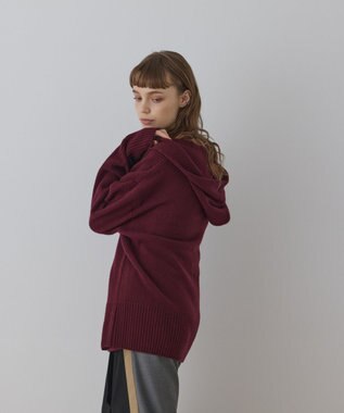 GRACE CONTINENTAL ウールフードニットカーディガン ボルドー