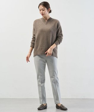 J.PRESS LADIES L YAK BLEND Vネック ニット モカ系