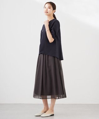 J.PRESS LADIES 【WEB限定カラーあり・抗菌消臭・吸水速乾】サッカージャージー 5分袖 ペプラム カットソー ネイビー系