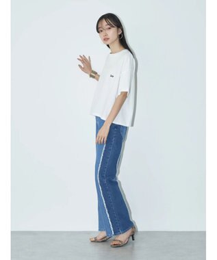 earth music&ecology Ｌｅｅ×ｅ．ｍ．ａ．ｅ　切替デニムフレアパンツ Indigo