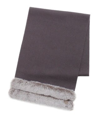 MOONBAT 【WEB限定】FURLA ウール100％×スノートップファーマフラー チャーム付き チャコールグレー