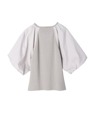 Green Parks armonia．袖布帛ニットプルオーバー Gray