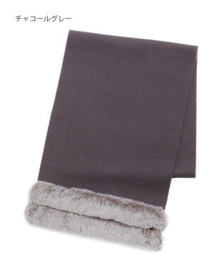 MOONBAT 【WEB限定】FURLA ウール100％×スノートップファーマフラー チャーム付き チャコールグレー